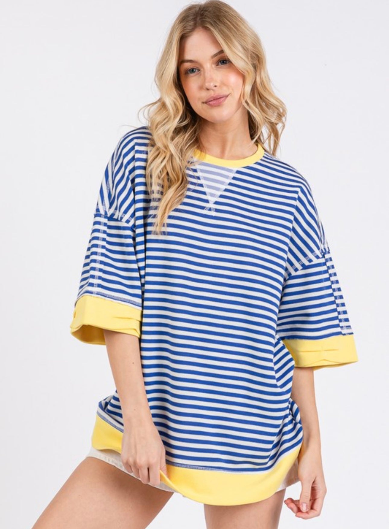 Royal Yellow Oversized Stripe Top