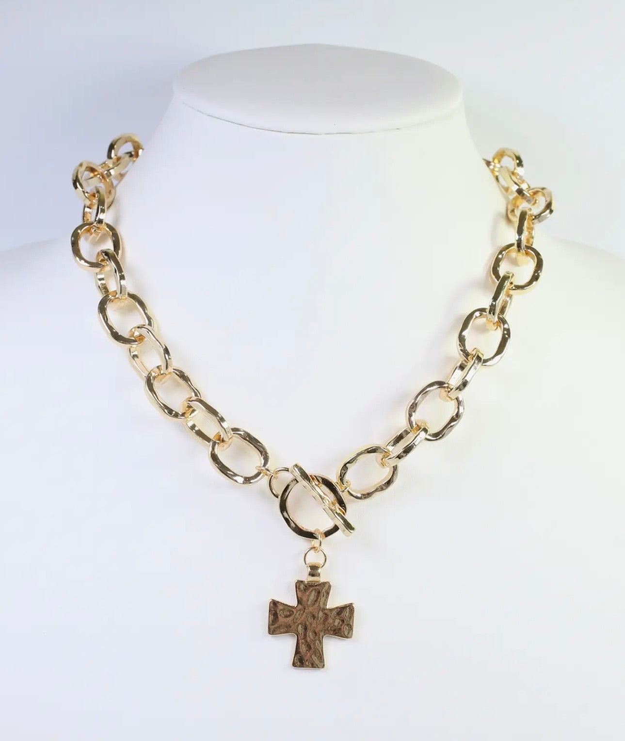 Athena Hammered Cross Necklace