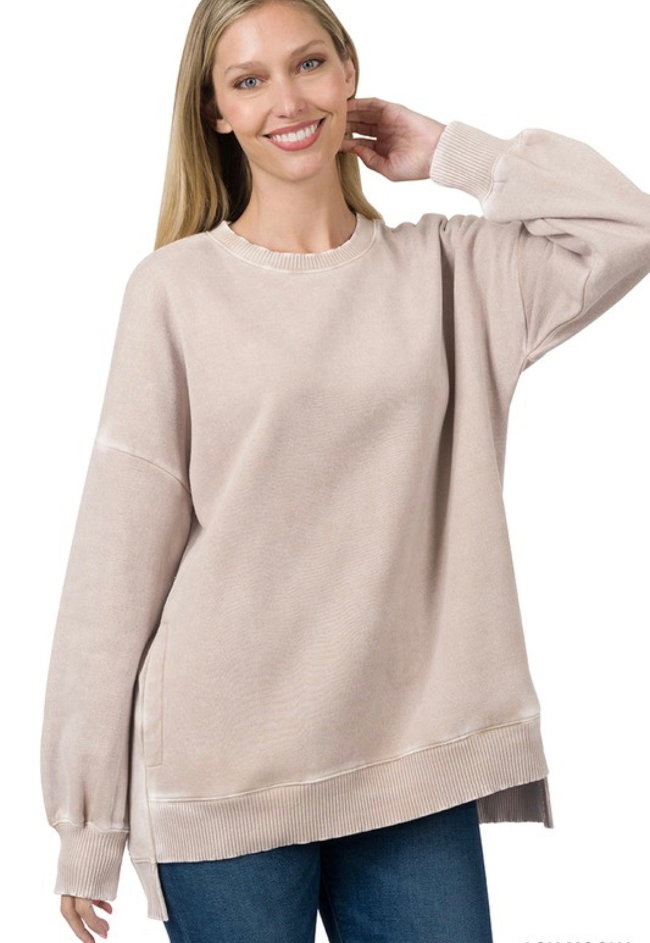 Acid Wash Fleece Pullover, VARIOUS