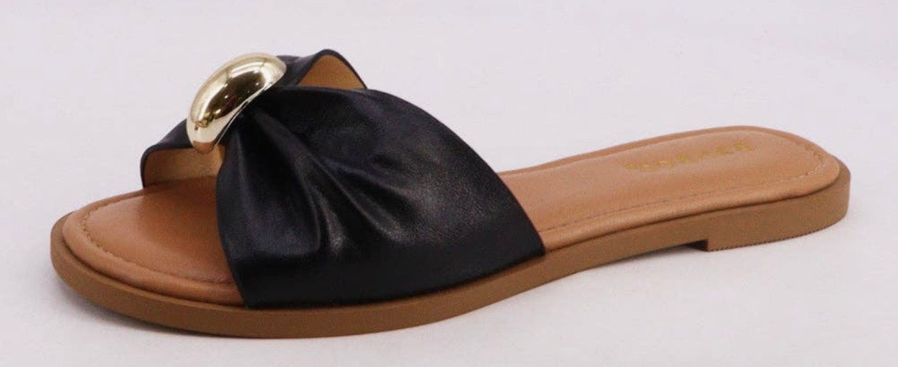 Black Ruffled Sandals