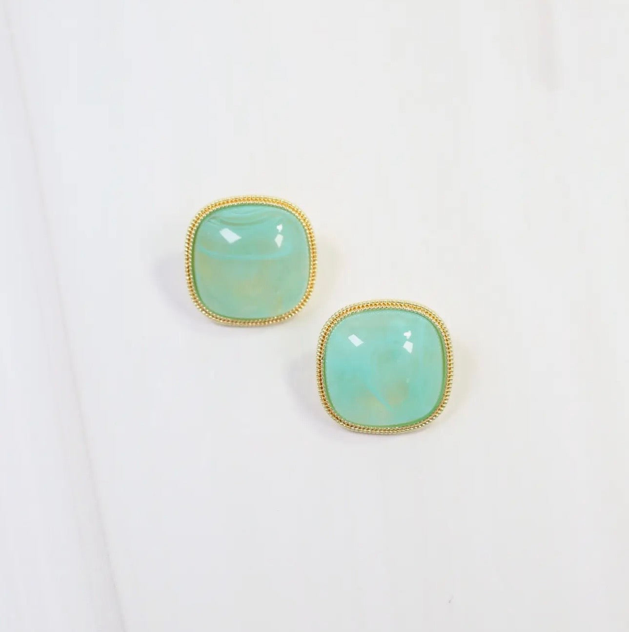 Mint Gold Lined Earrings