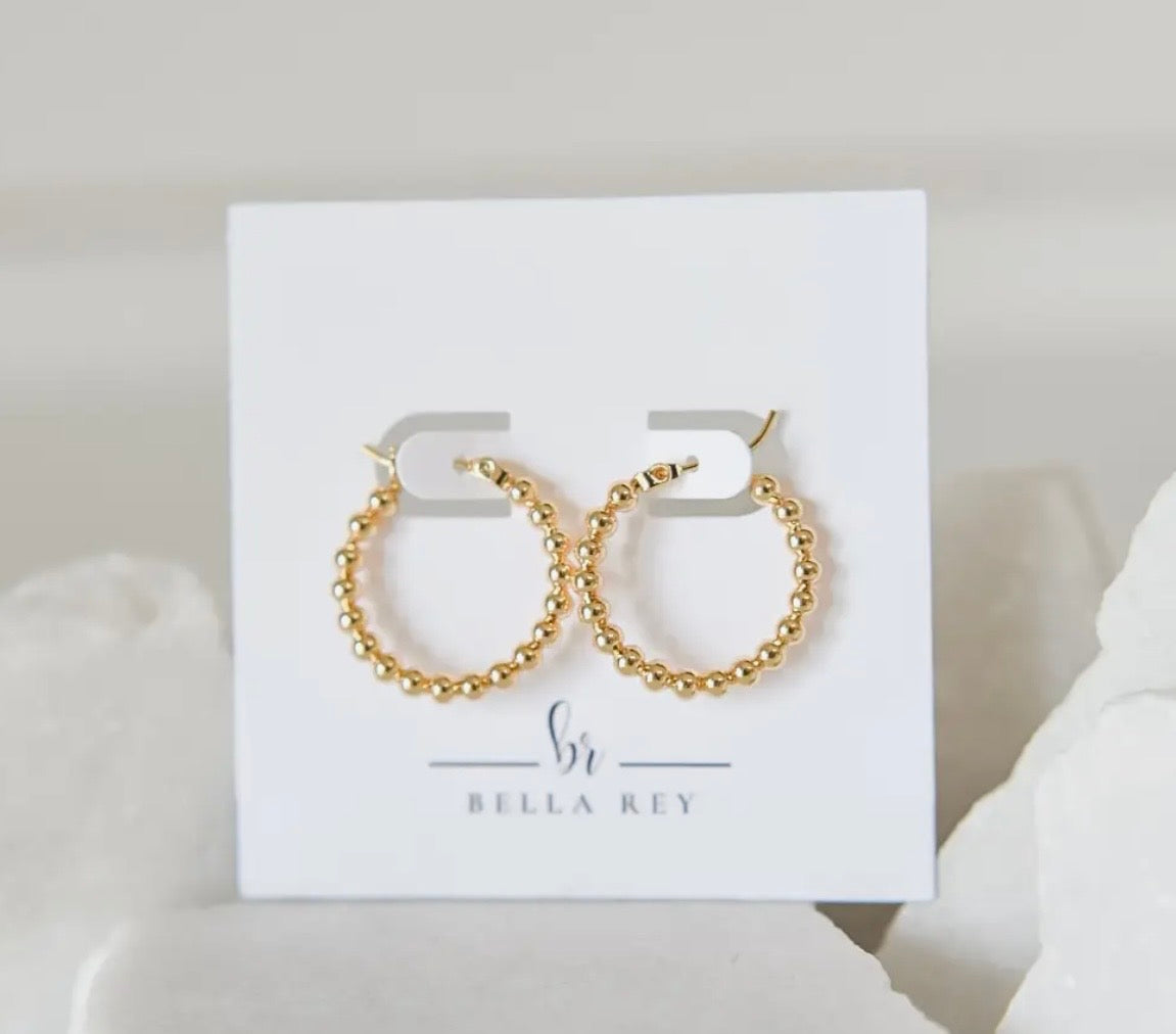 Vivian Gold Bead Hoop Earrings