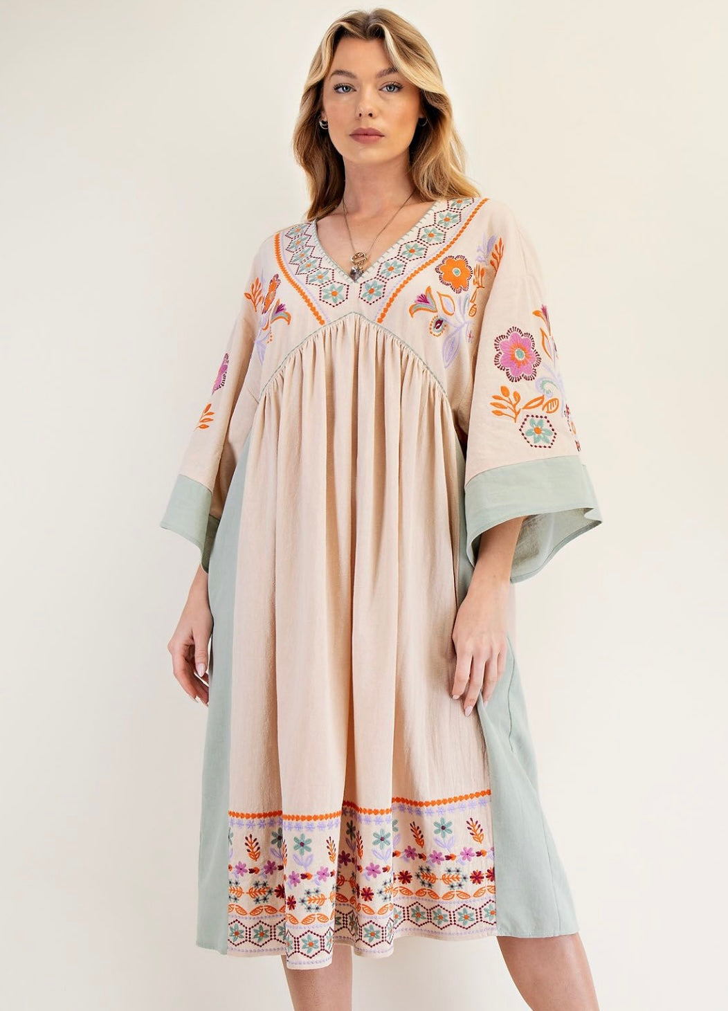 Embroidered Maxi Woven Dress