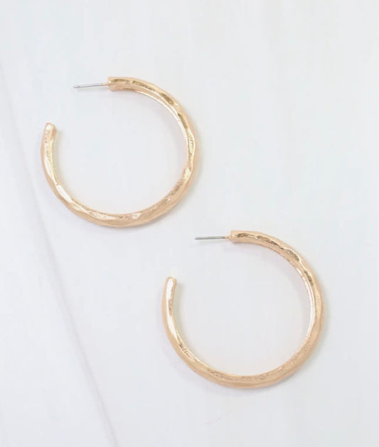 Hammered Worn Hoop Earrings, VARIOUS