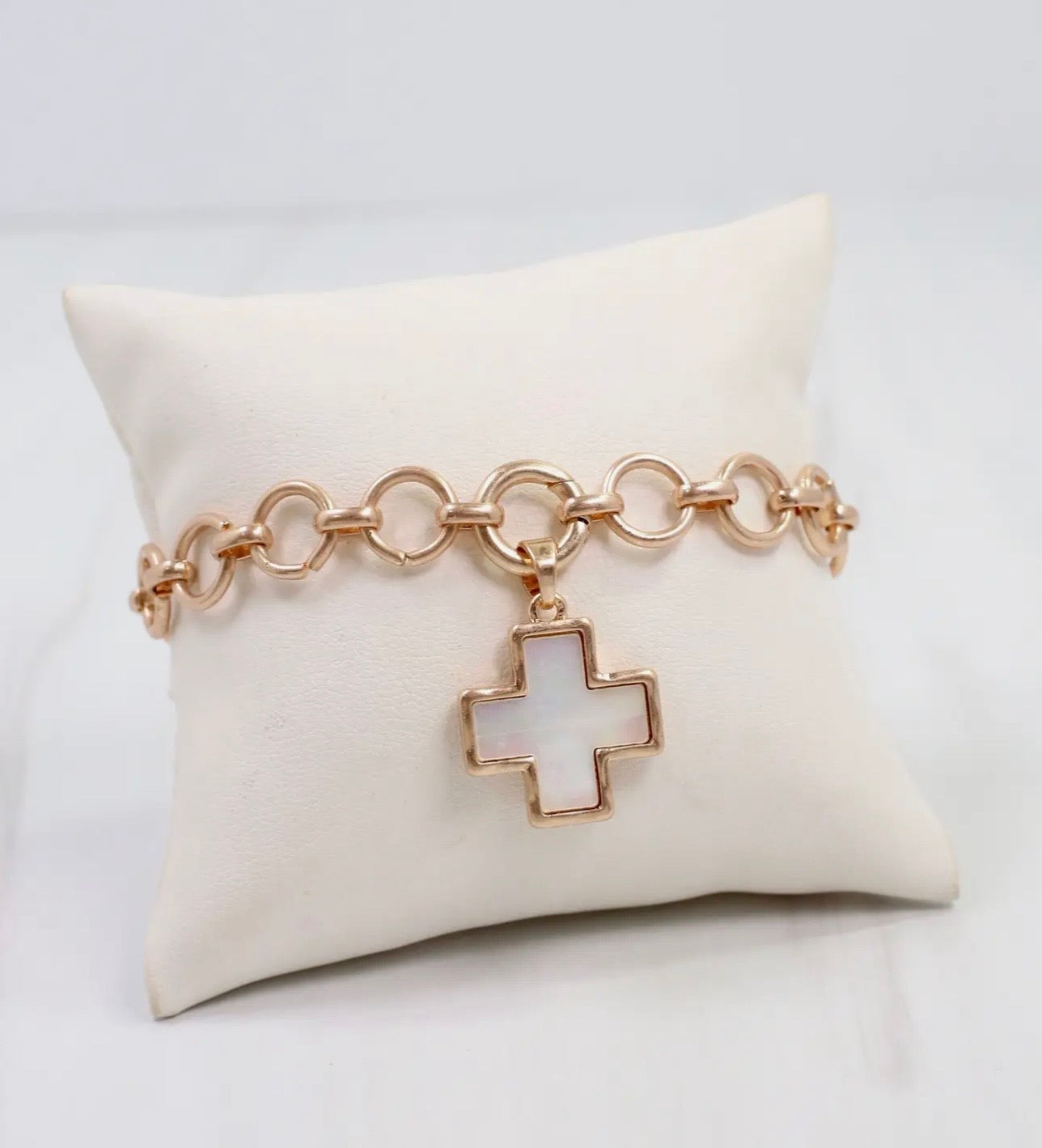 Cross Gold Link Bracelet