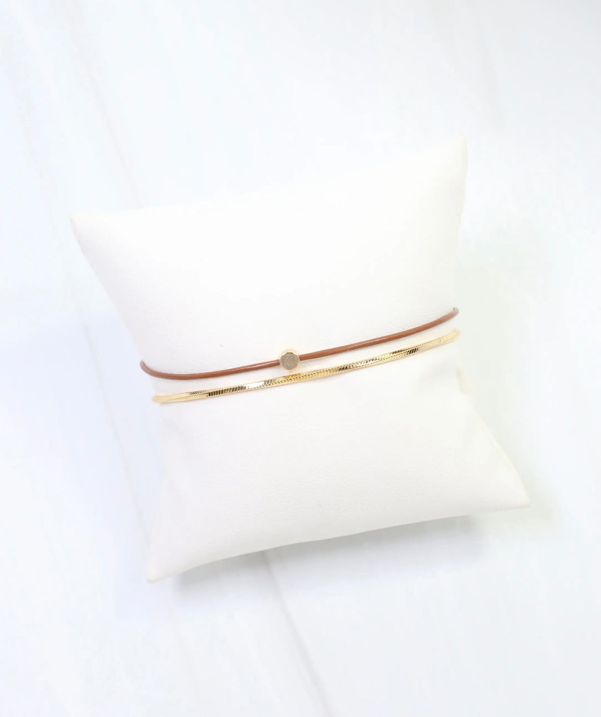 Brown Cord and Chain Bracelet