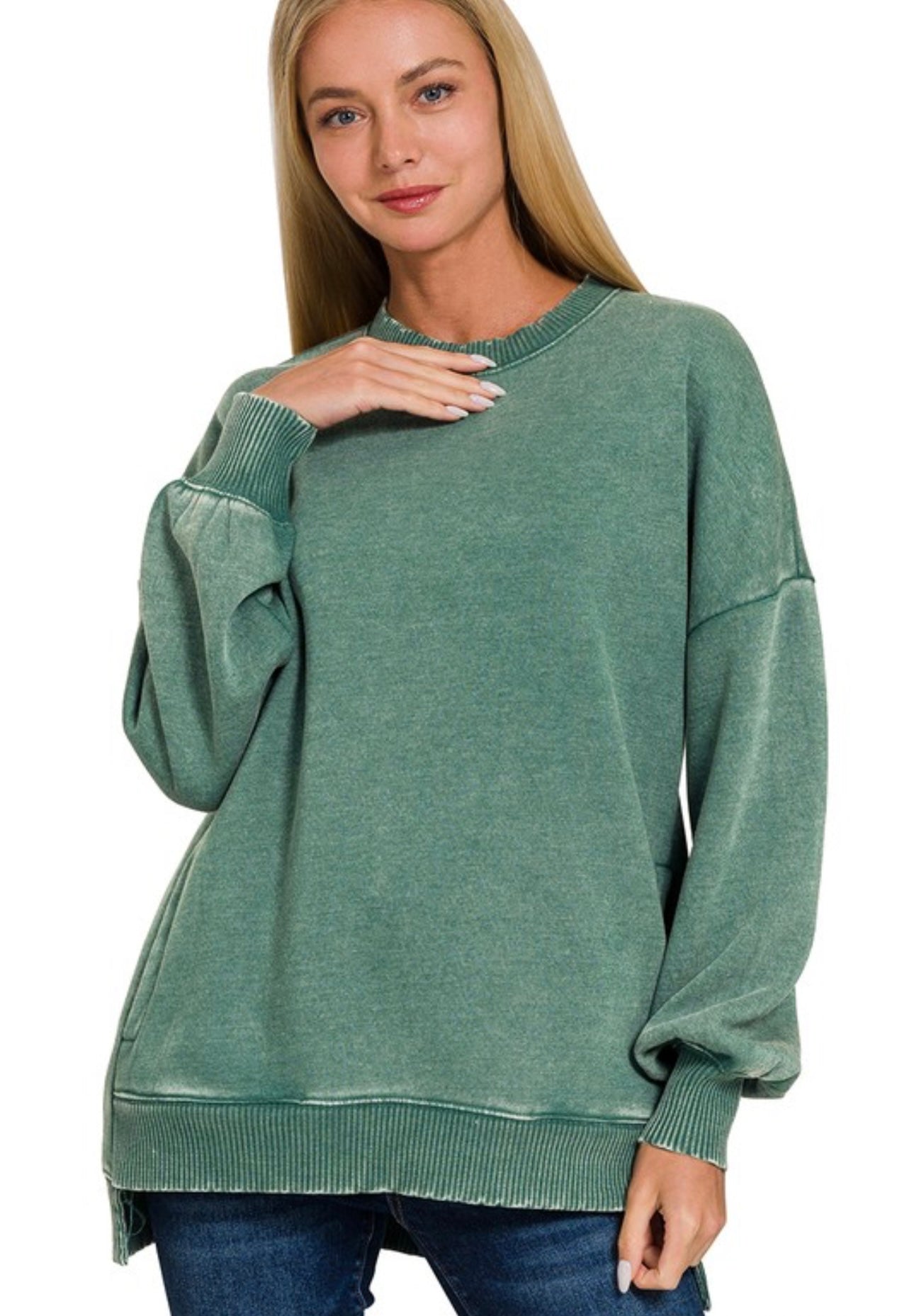 Acid Wash Fleece Pullover, VARIOUS