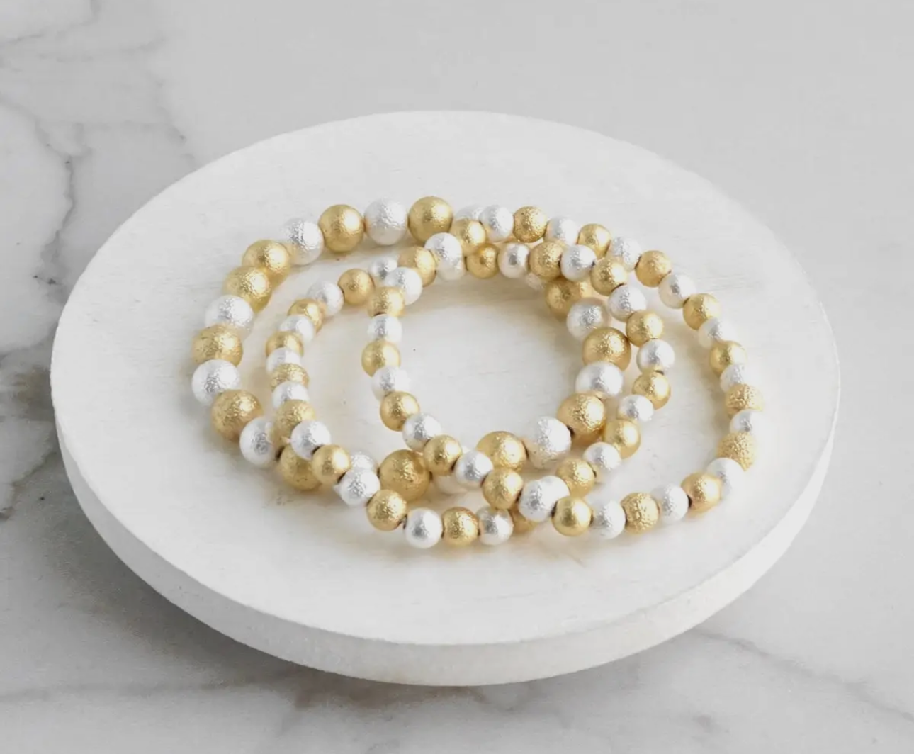 Textured Silver Gold Tone Bracelet Set