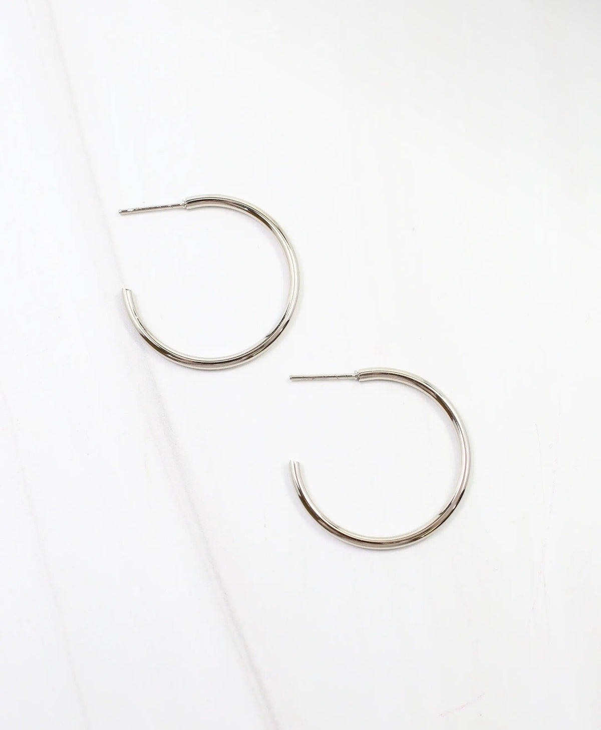 Thin Silver Hoop Earrings
