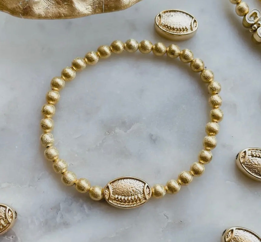 Gold Football Bead Bracelet
