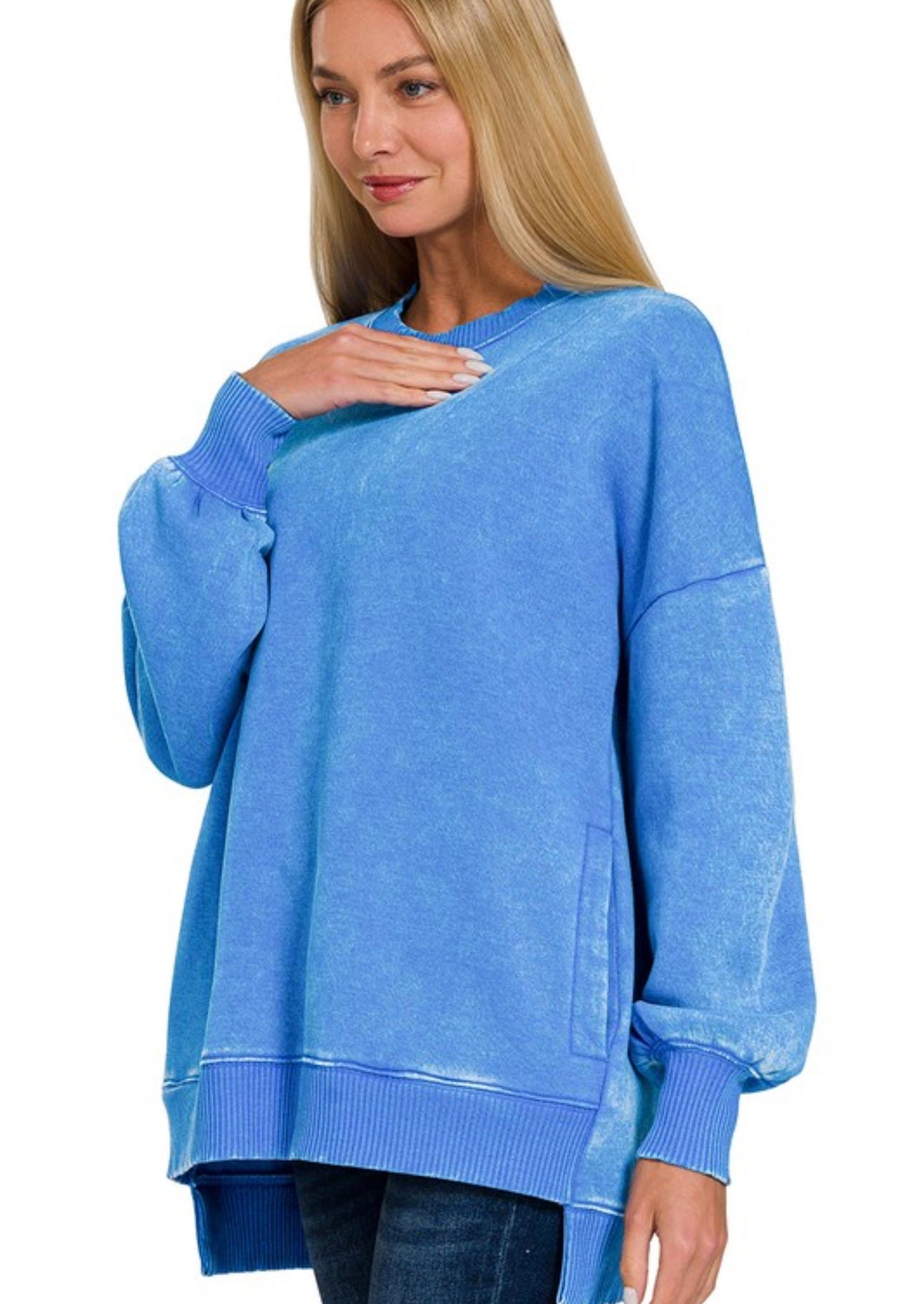Acid Wash Fleece Pullover, VARIOUS