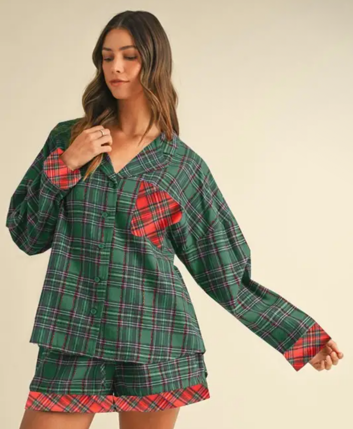 Christmas Plaid Woven Pajama Set