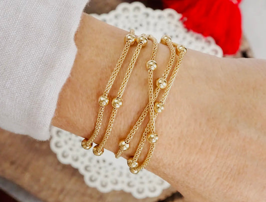 Multi Chain Gold Bead Bracelet