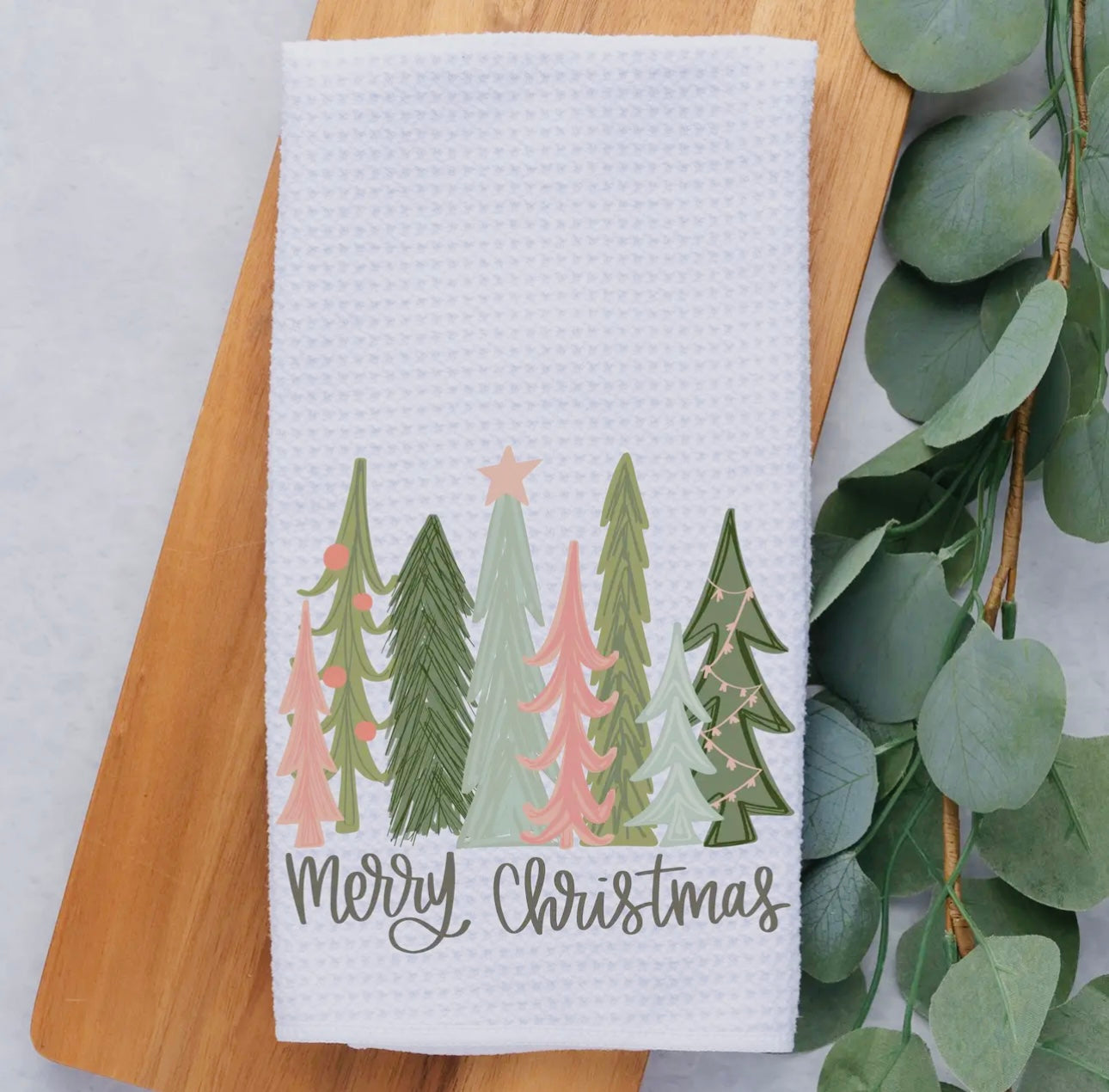 Christmas Trees Waffle Tea Towel