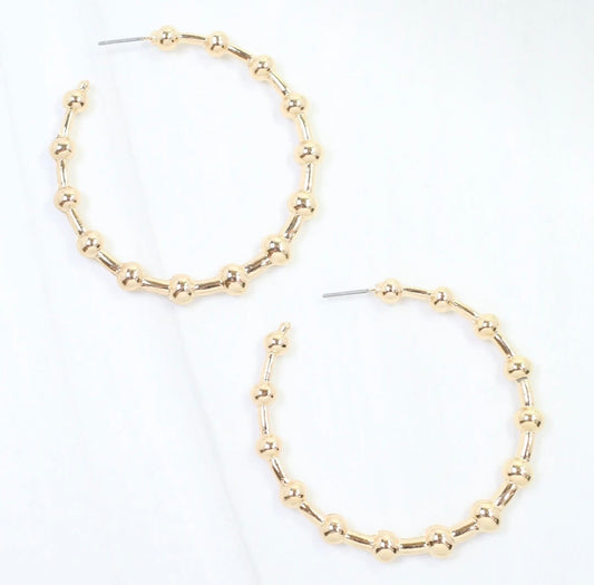 Layne Gold Bead Hoop Earrings