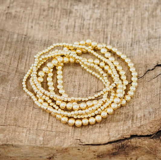 Gold Multi Beaded Bracelet Set