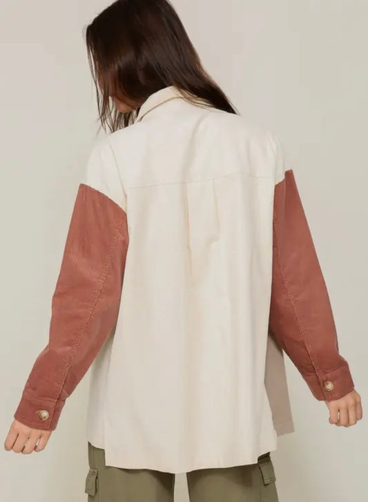 Color Block Corduroy Shacket