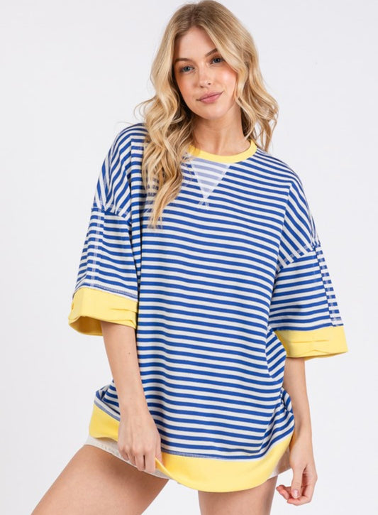 Royal Yellow Oversized Stripe Top