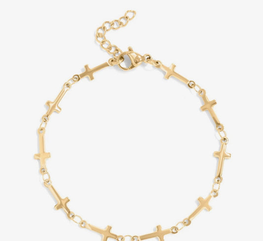 Gold Cross Charm Bracelet