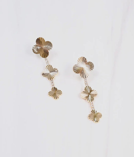 Ribbed Clover Drop Earrings
