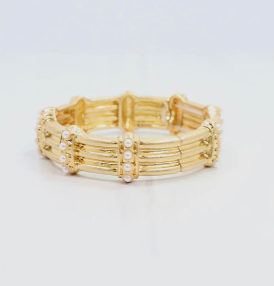 Worn Gold Pearl Bracelet