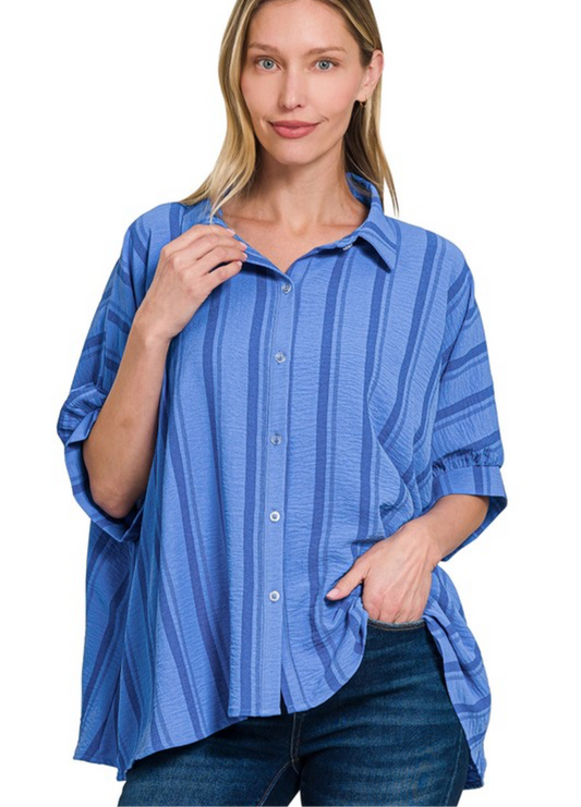 Woven Stripe Button Top, VARIOUS