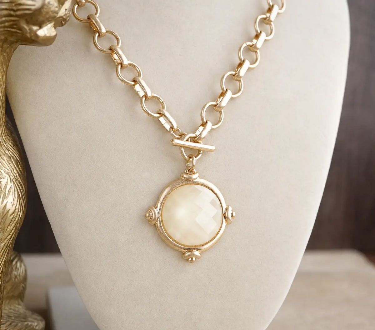 Ivory Stone Chain Necklace