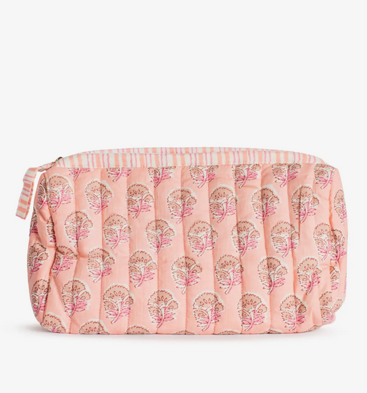 Layla Pink Quilted Cosmetic Bag