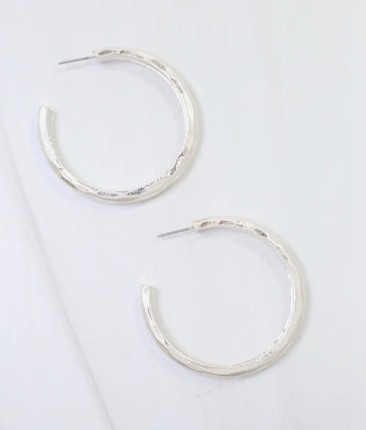 Hammered Worn Hoop Earrings, VARIOUS