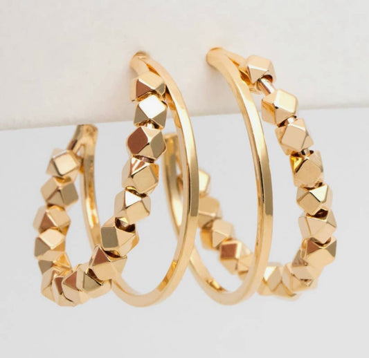 Double Bead Hoop Earrings