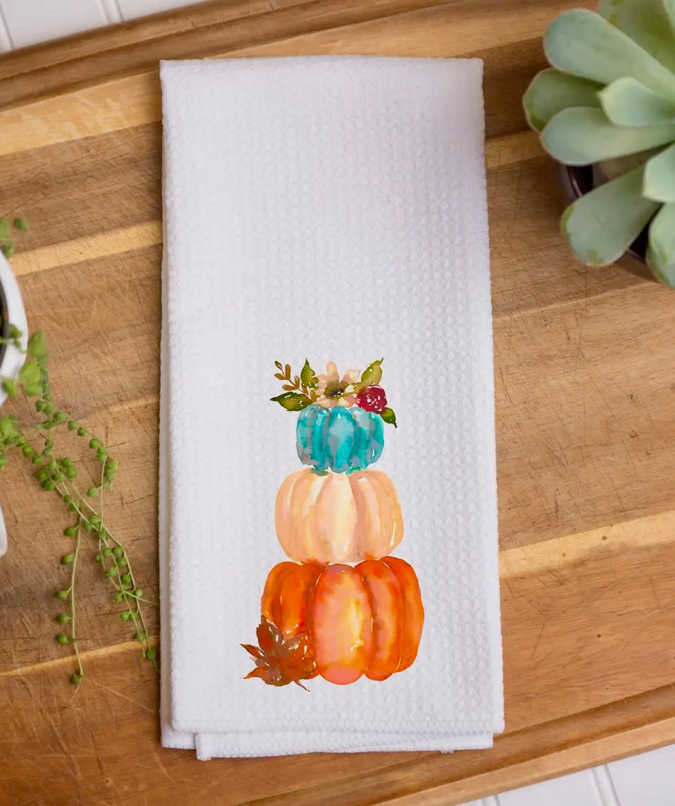 Three Pumpkins Stack Kitchen Towel