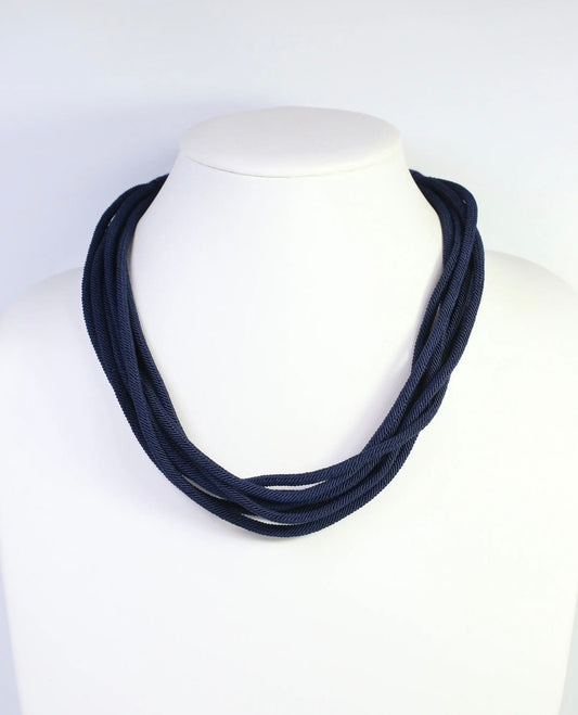 Navy Cord Layered Necklace