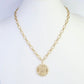 Worn Gold Paw Print Coin Necklace
