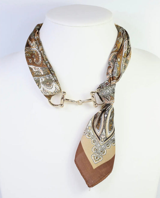 Brown Horsebit Scarf Necklace