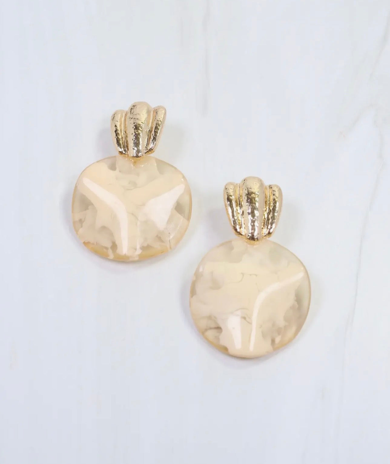 Gold Drop Hammered Earrings