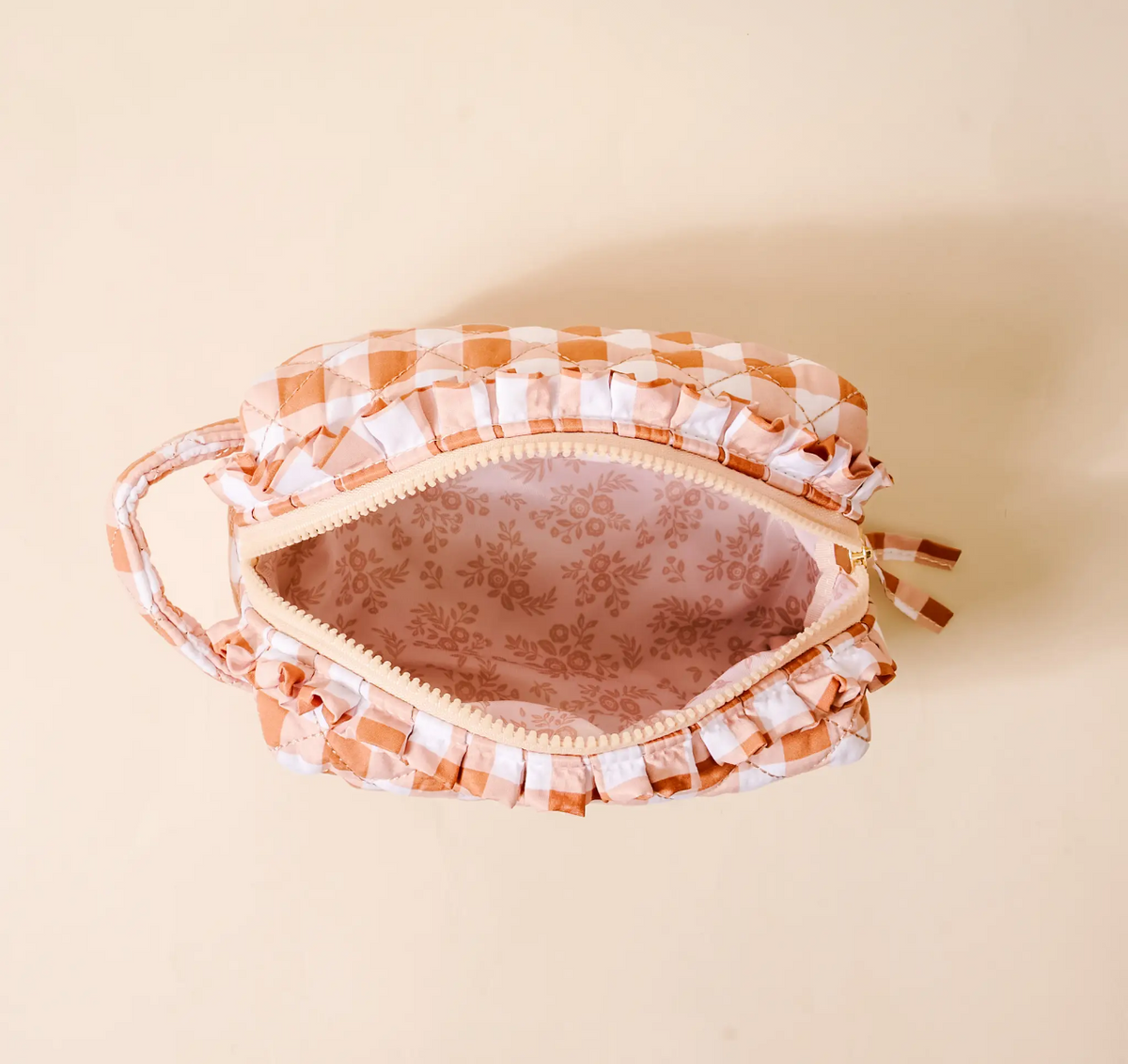 Maple Gingham Quilted Cosmetic Pouch