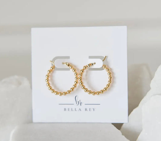 Vivian Gold Bead Hoop Earrings