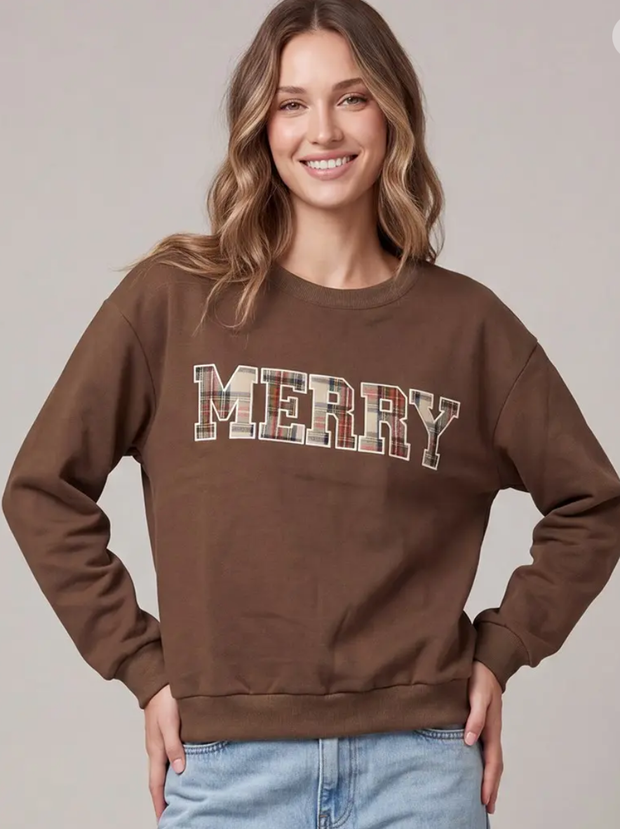 Merry Brown Knit Patchwork Top