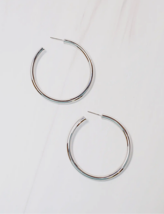 Silver Satin Hoop Earrings