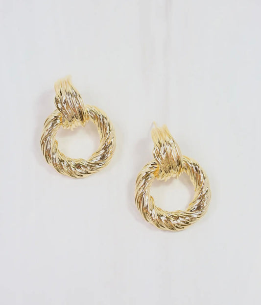 Traci Textured Drop Gold Earrings