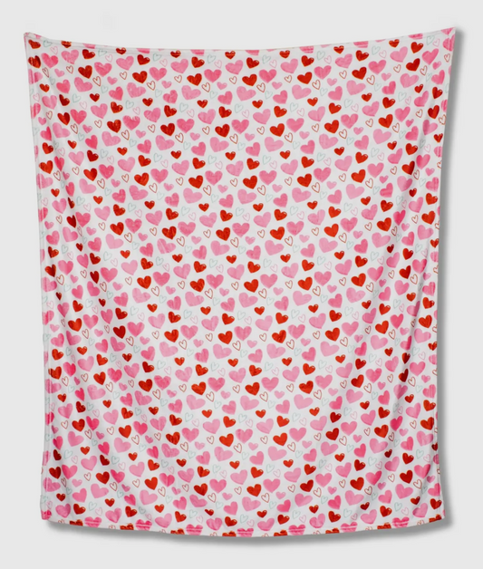 Pink Multi Hearts Throw
