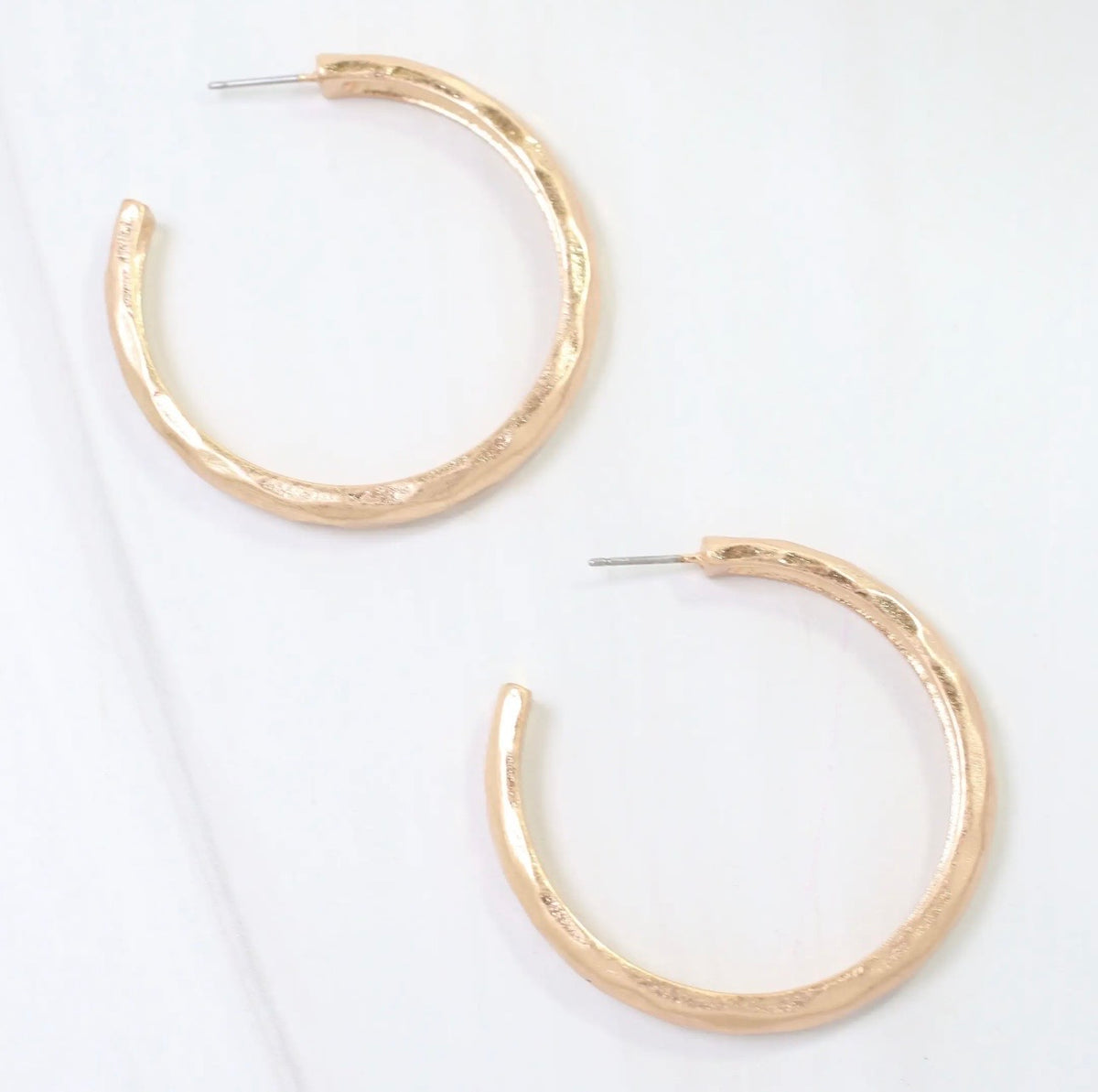 Hammered Worn Gold Hoop Earrings