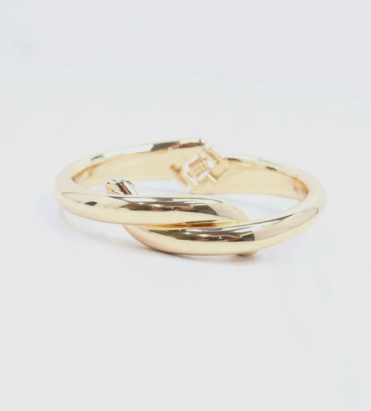 Gold Twist Hinged Bracelet