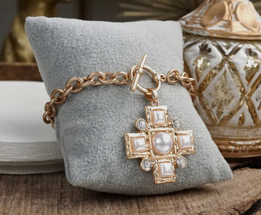 Hammered Cross Toggle Bracelet