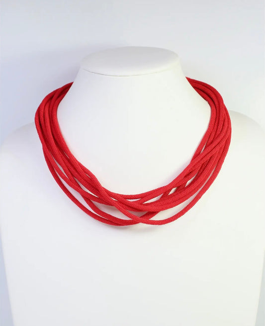 Red Cord Layered Necklace
