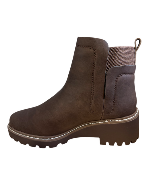 Brown Round Toe Chelsea Ankle Boot