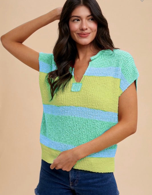 Color Block Textured Sweater Top