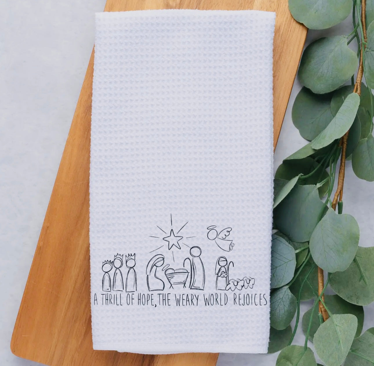 Nativity Scene Waffle Tea Towel