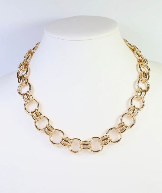 Gold Circle Link Necklace