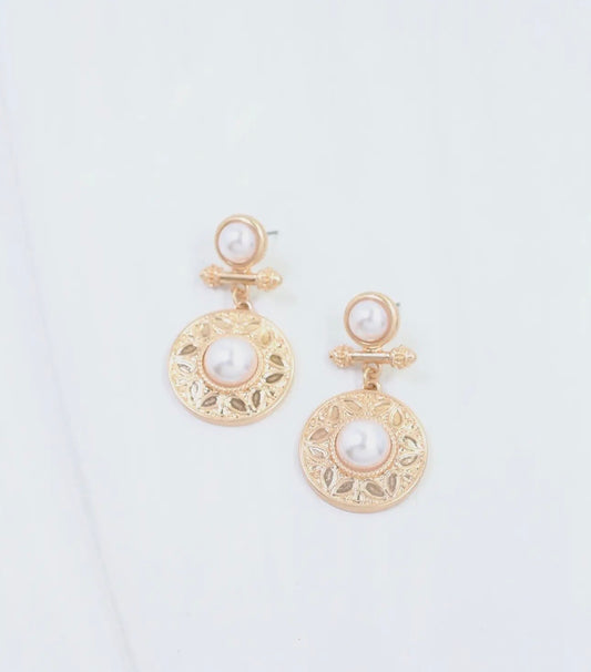 Terrace Pearl Circle Drop Earrings